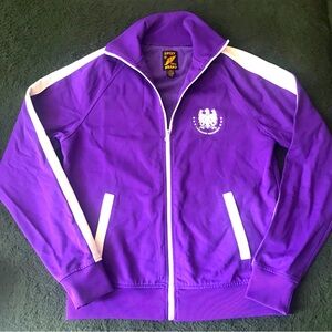 Men’s Vintage Lucky Brand Purple Track Jacket with White Trim, London Records